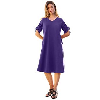 Jessica London Women's Plus Size Tie Sleeve Midi Dress
