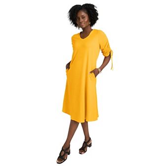 Jessica London Women's Plus Size Tie Sleeve Midi Dress