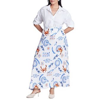 ELOQUII Women's Plus Size Printed Full Skirt
