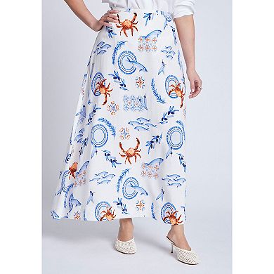 ELOQUII Women's Plus Size Printed Full Skirt