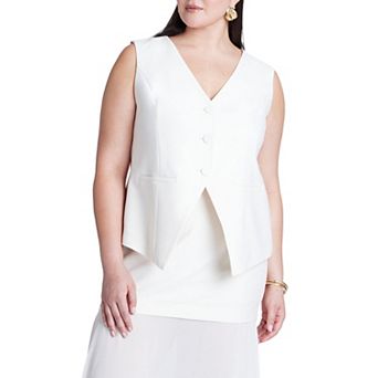ELOQUII Women's Plus Size Split Hem Suiting Vest