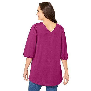 Woman Within Plus Size Reversible Neckline Tunic