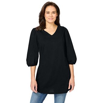 Woman Within Plus Size Reversible Neckline Tunic