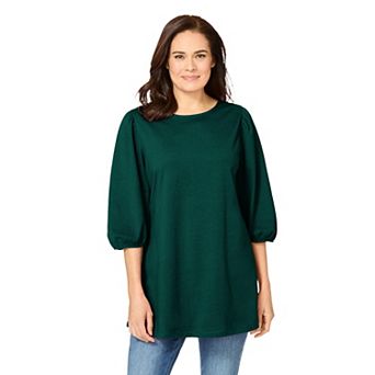 Woman Within Plus Size Reversible Neckline Tunic