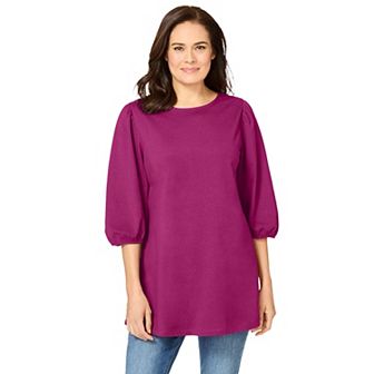 Woman Within Plus Size Reversible Neckline Tunic