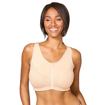 Comfort Choice Women's Plus Size Zip-Front Lace Lounge Bra