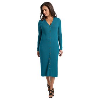 Jessica London Women's Plus Size Button Front Midi Dress