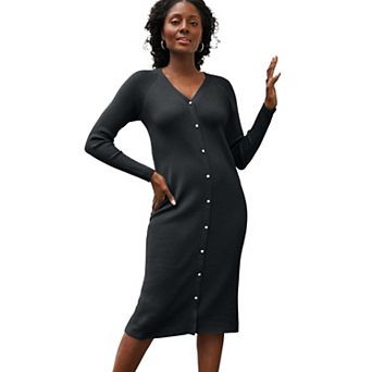 Jessica London Women's Plus Size Button Front Midi Dress