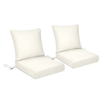 Aoodor 25x25 Inch Outdoor Deep Seat Cushion Set with Adjustable Straps and Waterproof, Set of 2