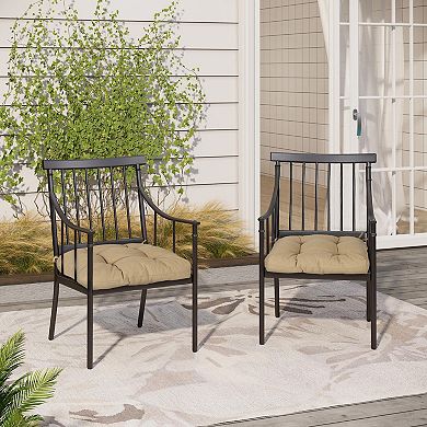 Aoodor 19x19x5 Inch Tufted Outdoor Chair Cushions with Waterproof and with Ties, Set of 2
