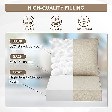 Aoodor 25x25 Inch Outdoor Deep Seat Cushion Set with Adjustable Straps and Waterproof