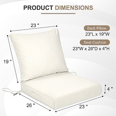 Aoodor 23x26 Inch Outdoor Deep Seat Cushion Set with Adjustable Straps and Waterproof, Set of 2