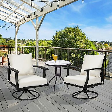 Aoodor 23x26 Inch Outdoor Deep Seat Cushion Set with Adjustable Straps and Waterproof, Set of 2