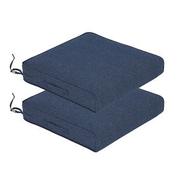 Aoodor Patio Chair Cushions Set of 2, 24 x 24 Inch Water Resistant Outdoor Seat Cushions with Ties