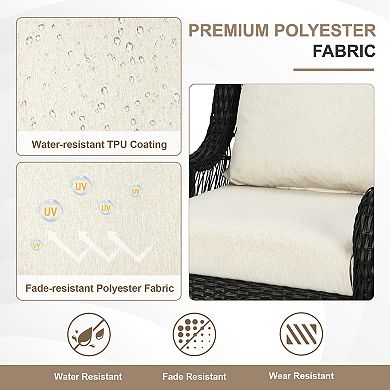 Aoodor 24x24 Inch Outdoor Deep Seat Cushion Set with Adjustable Straps and Waterproof, Set of 2