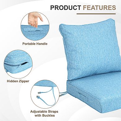 Aoodor 24x24 Inch Outdoor Deep Seat Cushion Set with Adjustable Straps and Waterproof
