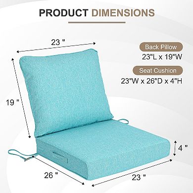 Aoodor 23x26 Inch Outdoor Deep Seat Cushion Set with Adjustable Straps and Waterproof