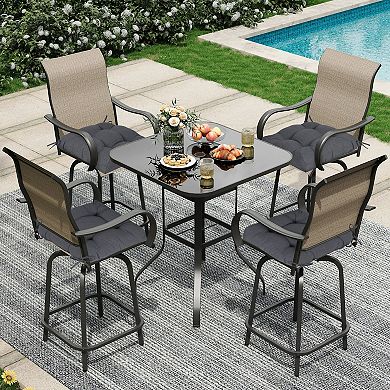 Aoodor 19x19x5 Inch Tufted Outdoor Chair Cushions with Waterproof and with Ties, Set of 4