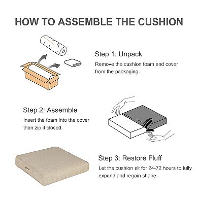 Aoodor Patio Chair Cushions Set of 2, 21 x 21 Inch Water Resistant Outdoor Seat Cushions with Ties