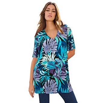 Roaman's Women's Plus Size Henley Swing Tunic