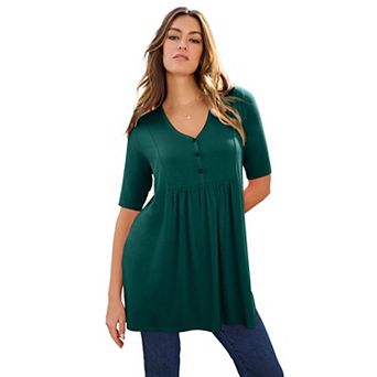 Roaman's Women's Plus Size Henley Tunic