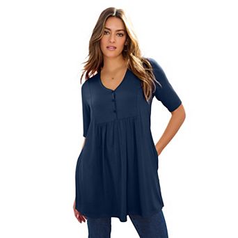 Roaman's Women's Plus Size Henley Tunic
