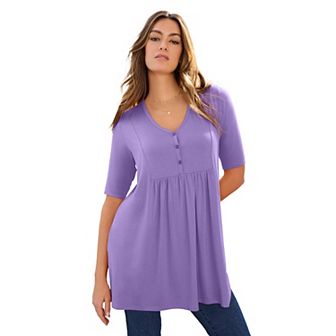 Roaman's Women's Plus Size Henley Tunic