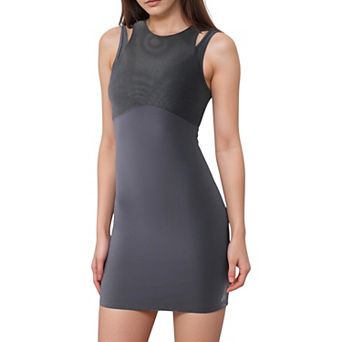Women's Fitted Sleeveless Sports Dress with Built-In Bra and Bodycon Silhouette