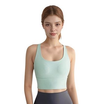 Women's Crisscross Back Sports Bra with Wide Elastic Band and Supportive Straps for Activewear