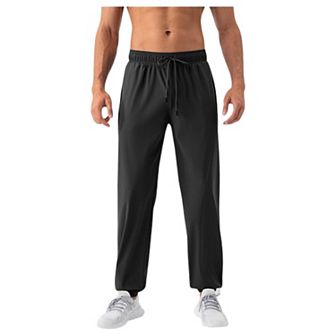 Men's Tapered Lounge Pants with Stretch Waistband and Elastic Cuffs for Everyday Comfort