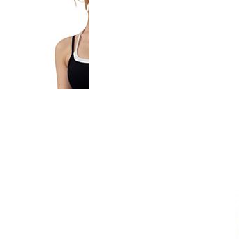 Women's Contrast Trim Cropped Tank Top with Square Neck and Spaghetti Straps