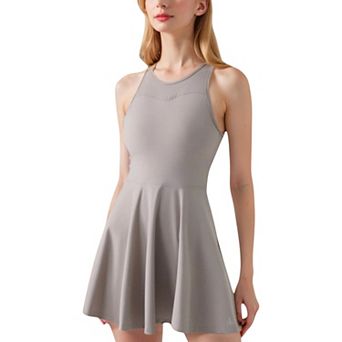 Women's High Neck Flowy Athletic Dress with Built-In Shorts