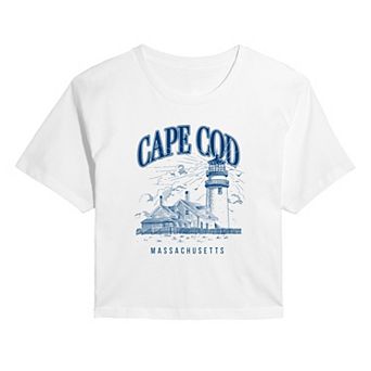 Juniors' Cape Cod Massachusetts Lighthouse Cropped Tee