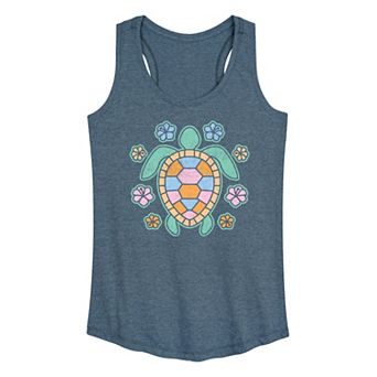 Women's Turtle and Flowers Graphic Tank Top