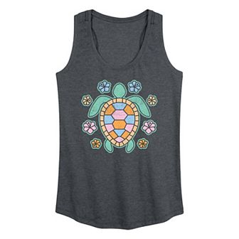 Women's Turtle and Flowers Graphic Tank Top