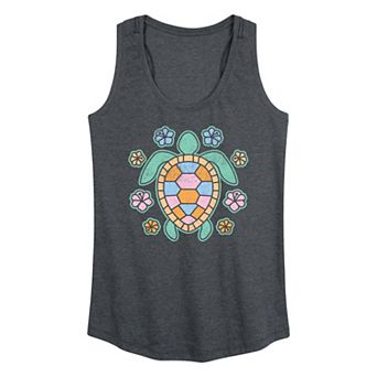 Women's Turtle and Flowers Graphic Tank Top