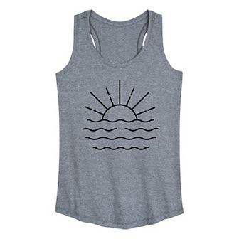 Women's Ocean Sunset Linework Graphic Tank Top
