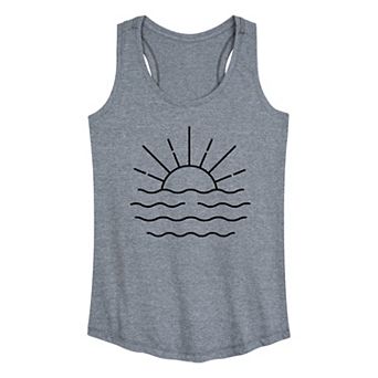 Women's Ocean Sunset Linework Graphic Tank Top