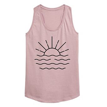 Women's Ocean Sunset Linework Graphic Tank Top