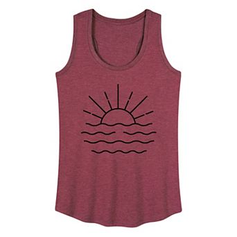 Women's Ocean Sunset Linework Graphic Tank Top