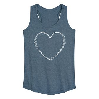Women's Floral Heart Outline Graphic Tank Top