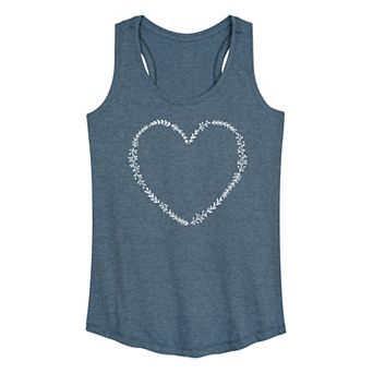 Women's Floral Heart Outline Graphic Tank Top