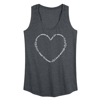 Women's Floral Heart Outline Graphic Tank Top