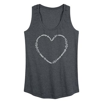 Women's Floral Heart Outline Graphic Tank Top