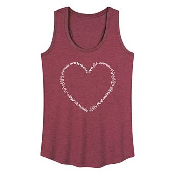 Women's Floral Heart Outline Graphic Tank Top