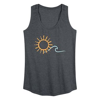 Women's Brushstroke Sun & Wave Graphic Tank Top