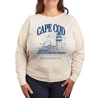 Plus Size Cape Cod Massachusetts Lighthouse French Terry Long Sleeve Tee