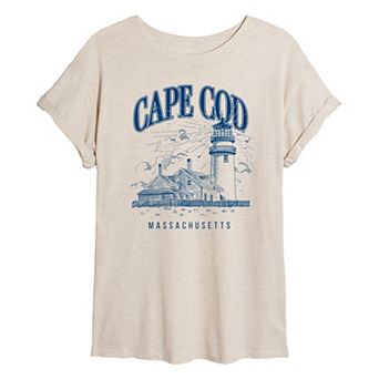 Juniors' Cape Cod, Massachusetts Lighthouse Oversized Tee