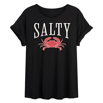 Juniors' Salty Crab Oversized Tee