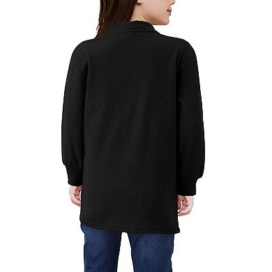 Girls Cardigan Knit Open Front Long Sleeve Sweaters Casual Outwear with Pockets for Kids